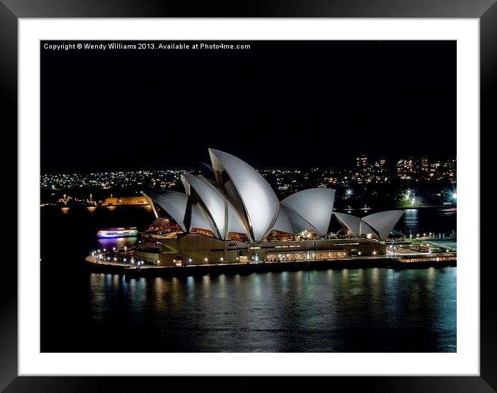 Sydney Opera House by Night Framed Mounted Print by Wendy Williams CPAGB