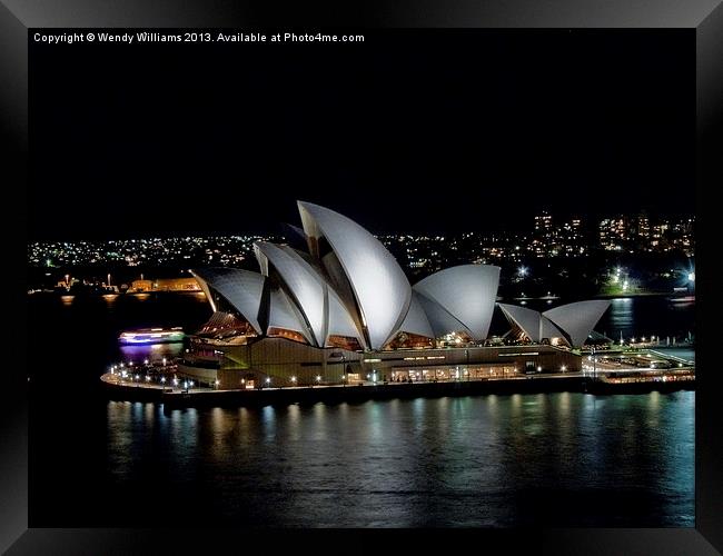 Sydney Opera House by Night Framed Print by Wendy Williams CPAGB
