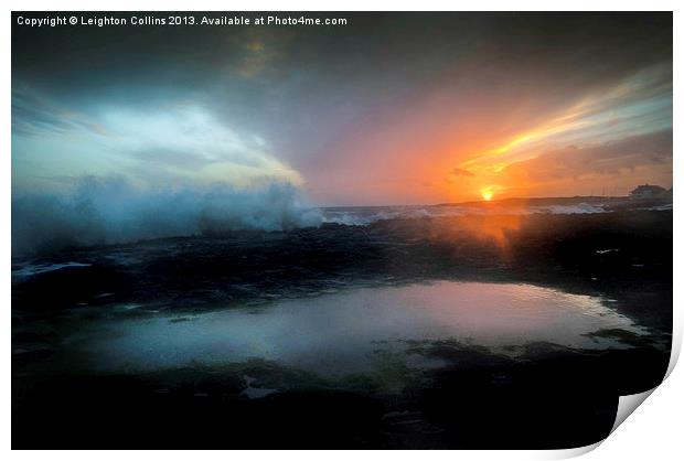 Sea storm sunset Print by Leighton Collins