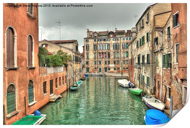 Venetian waterway Print by Steve Hughes