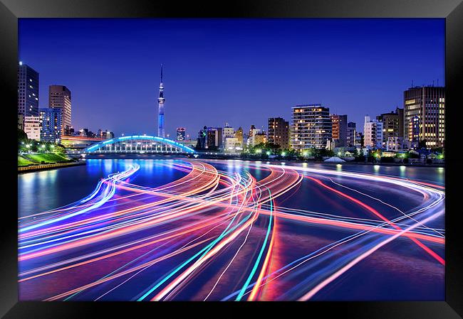 Rush Hour On Sumida River Framed Print by Duane Walker