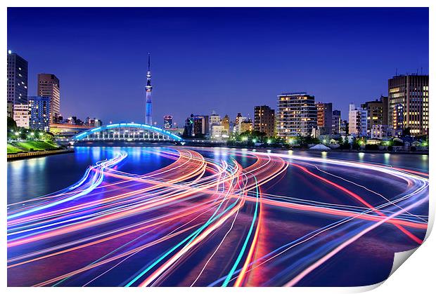 Rush Hour On Sumida River Print by Duane Walker