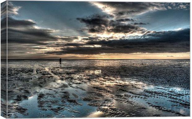 Dusk on the beach at St Annes-on-Sea Canvas Print by Peter McCormack