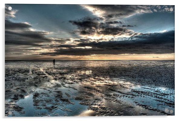 Dusk on the beach at St Annes-on-Sea Acrylic by Peter McCormack