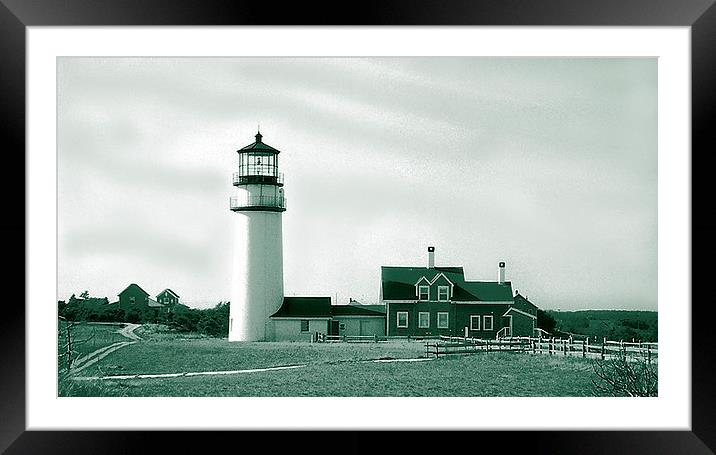 Duotone of Lighthouse Framed Mounted Print by james balzano, jr.