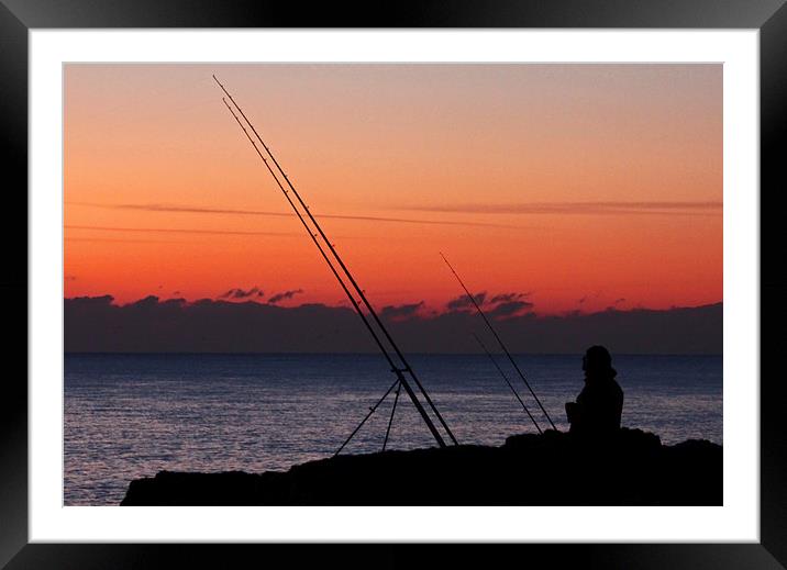 Fisherman at sunset Framed Mounted Print by Steve Frazer