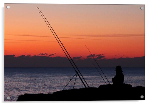 Fisherman at sunset Acrylic by Steve Frazer