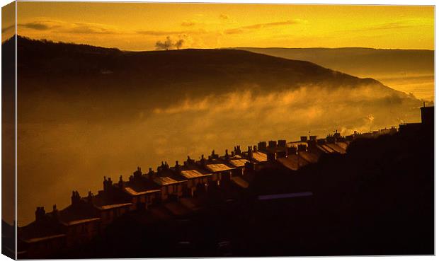 Early misty Swansea valley Canvas Print by Leighton Collins