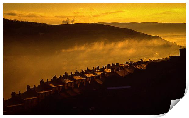 Early misty Swansea valley Print by Leighton Collins