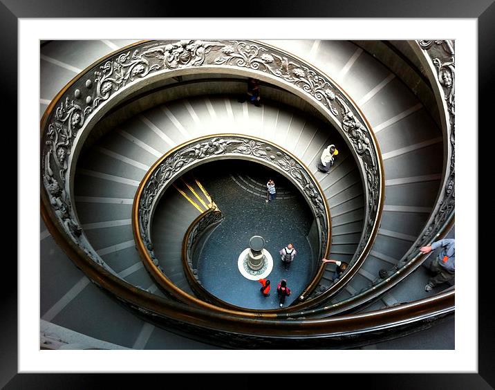 Vatican Spiral Staircase Framed Mounted Print by Graham Custance