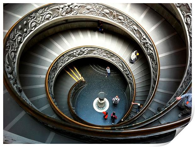 Vatican Spiral Staircase Print by Graham Custance