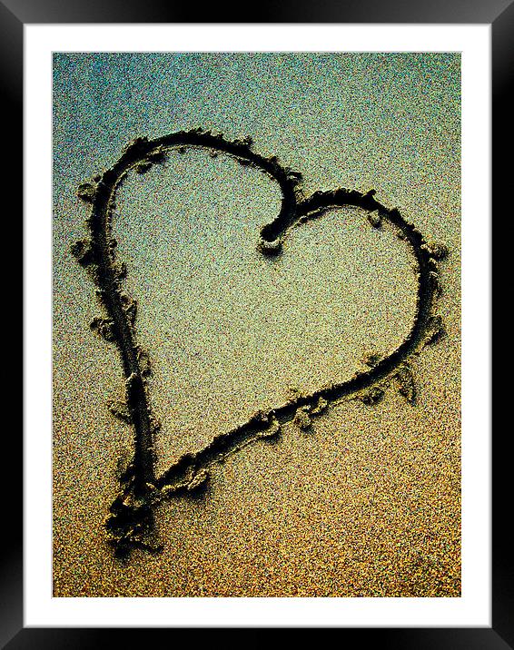 heart in the sand Framed Mounted Print by Heather Newton
