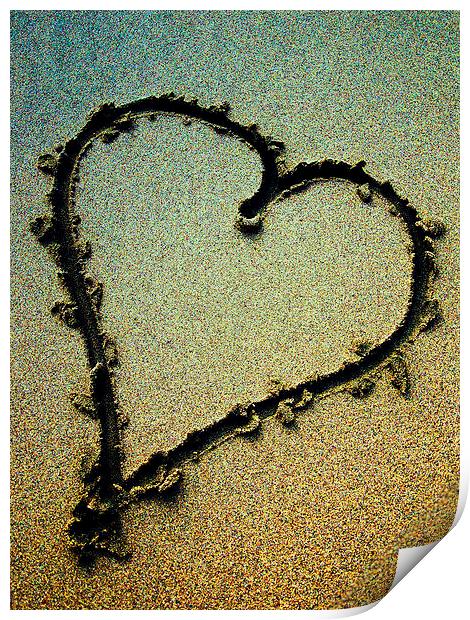 heart in the sand Print by Heather Newton