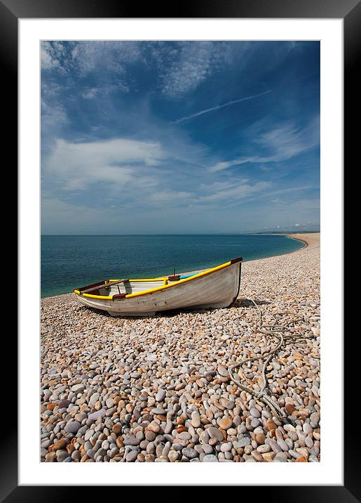 Chesil Beach boat Framed Mounted Print by Graham Custance