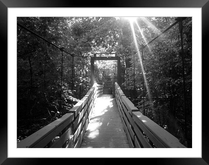 BW Swinging Bridge Framed Mounted Print by Pics by Jody Adams
