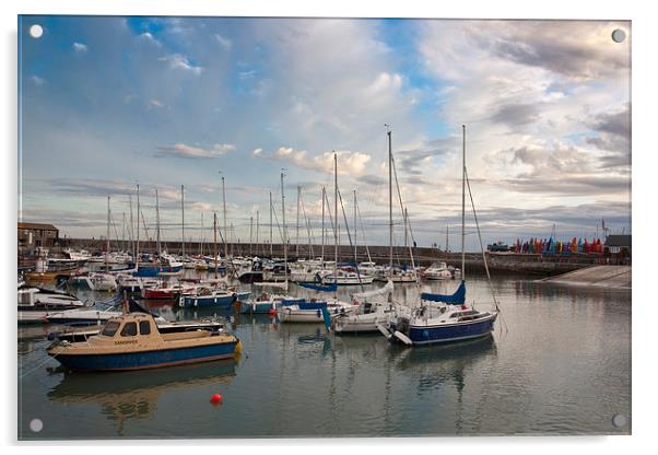 Lyme Regis Harbour Acrylic by Graham Custance