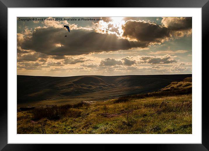 Paragliding in the Pennines Framed Mounted Print by David Preston