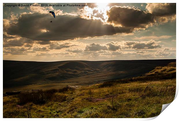 Paragliding in the Pennines Print by David Preston