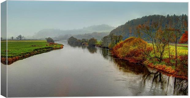 River Towy in the rain Canvas Print by Leighton Collins