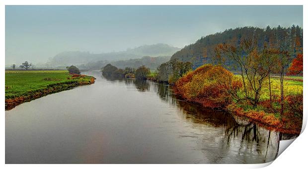 River Towy in the rain Print by Leighton Collins