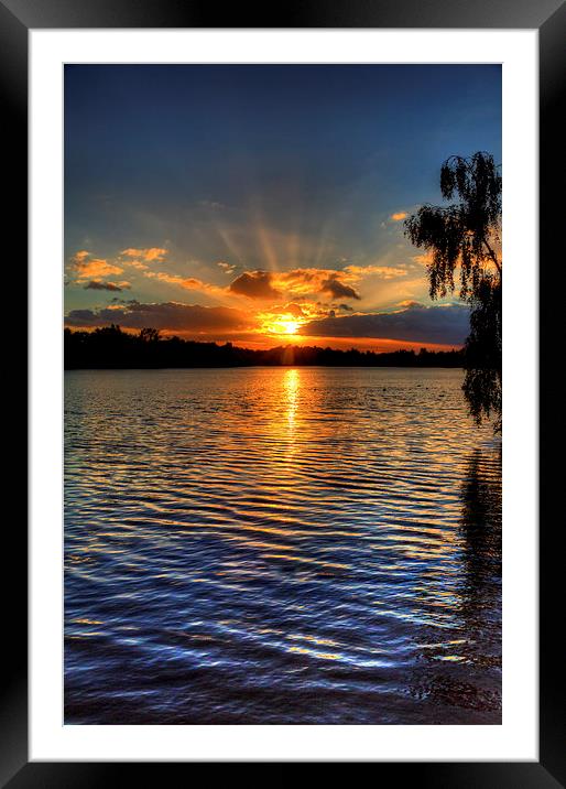 October lake sunset Framed Mounted Print by Simon West