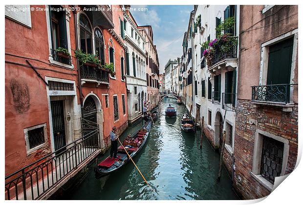 Gondola in Venetian canal. Print by Steve Hughes