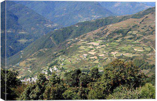 Agricultural Patchwork in the Eastern Himalaya Canvas Print by Carole-Anne Fooks