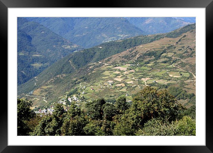 Agricultural Patchwork in the Eastern Himalaya Framed Mounted Print by Carole-Anne Fooks