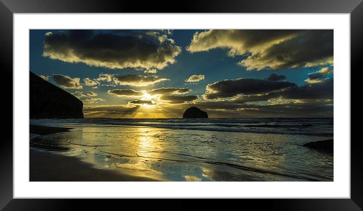 Sunset at Trebarwith Strand Framed Mounted Print by David Wilkins