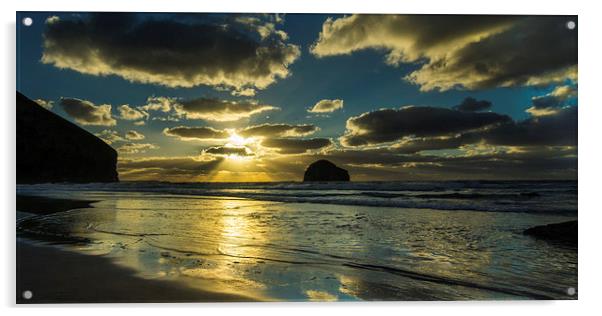 Sunset at Trebarwith Strand Acrylic by David Wilkins