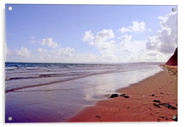 Sandy Bay sand and sea Acrylic by leonard alexander