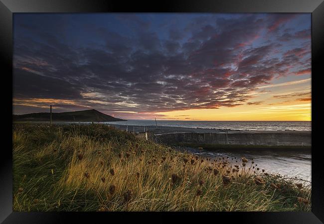 Aberystwyth Autumn beach sunset Framed Print by Izzy Standbridge