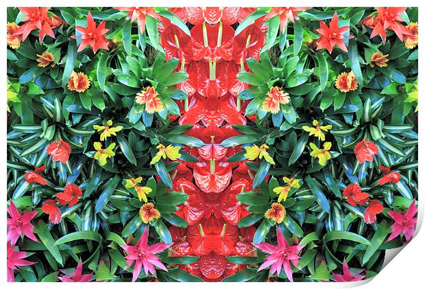 Tropical flower pattern Print by Ruth Hallam