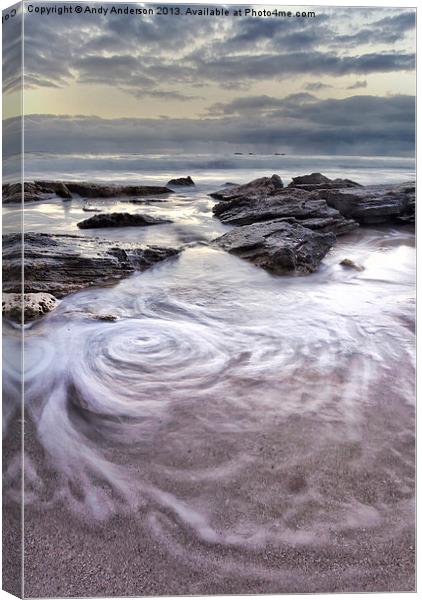 Swirling Wave on the Beach Canvas Print by Andy Anderson
