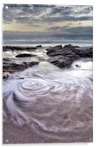 Swirling Wave on the Beach Acrylic by Andy Anderson