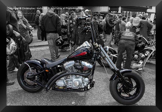 Black Harley Custom Framed Print by Christopher Kelly