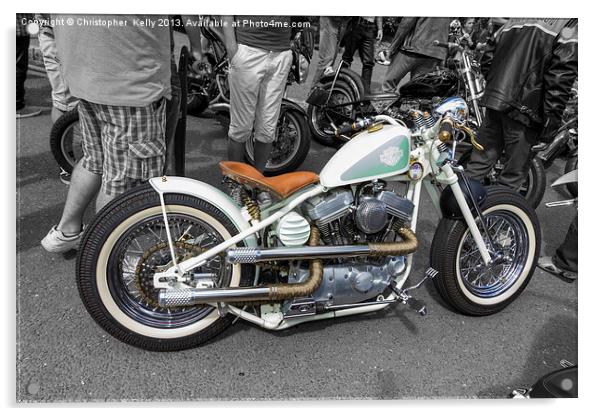 White Harley Custom Acrylic by Christopher Kelly