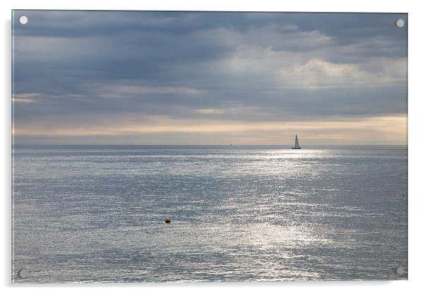 Sailing the silver sea. Acrylic by Ian Middleton