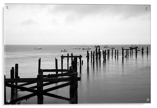 Swanage old Pier Acrylic by Ian Middleton