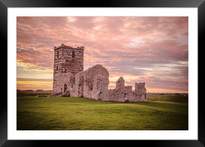 Knowlton Church at sunset Framed Mounted Print by Kelvin Futcher 2D Photography