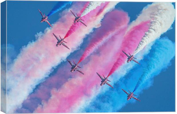 The RAF Red Arrows Waddington Canvas Print by Oxon Images