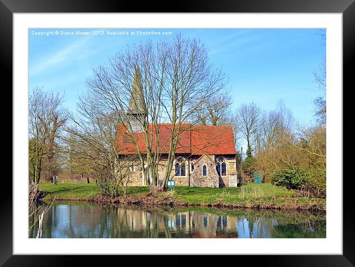 Ulting Church River Chelmer Essex Framed Mounted Print by Diana Mower