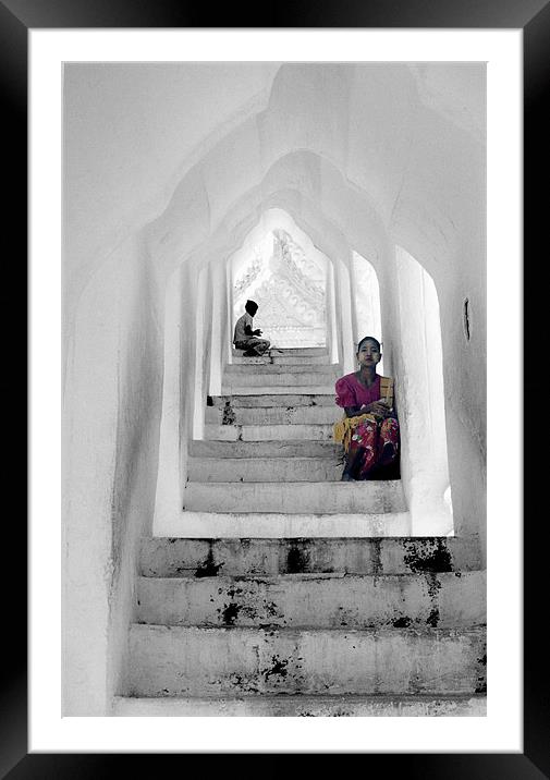 Waiting, Mandalay, Myanmar Framed Mounted Print by ira de reuver