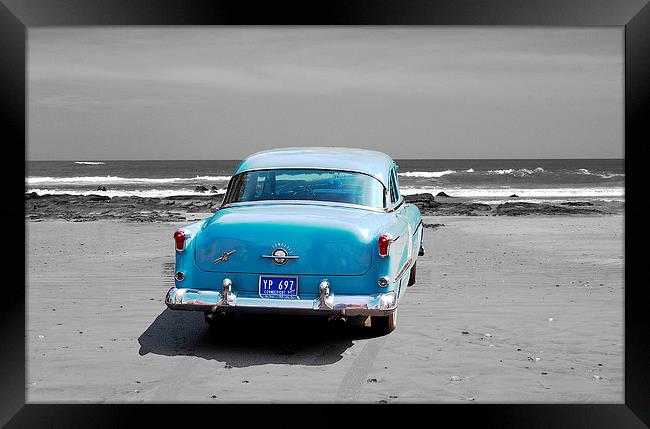 Auto on the Beach Framed Print by james balzano, jr.