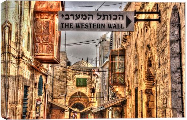 Western Wall Directions Canvas Print by Gurinder Punn