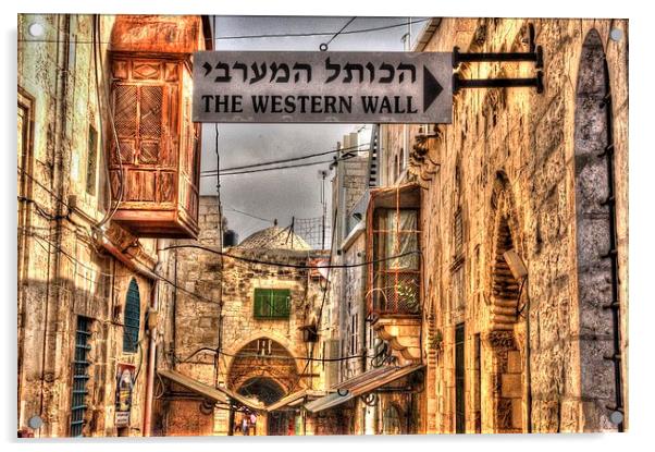 Western Wall Directions Acrylic by Gurinder Punn
