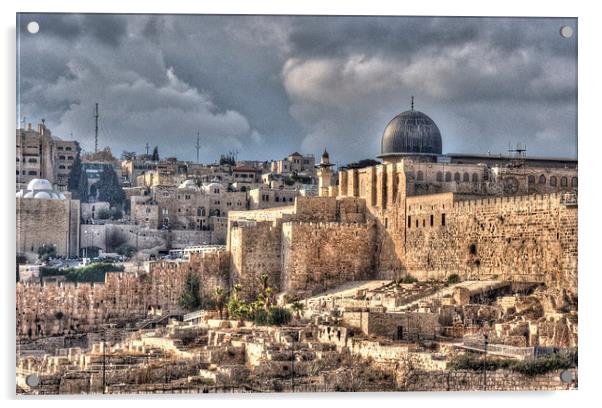 Jerusalem Old City Acrylic by Gurinder Punn