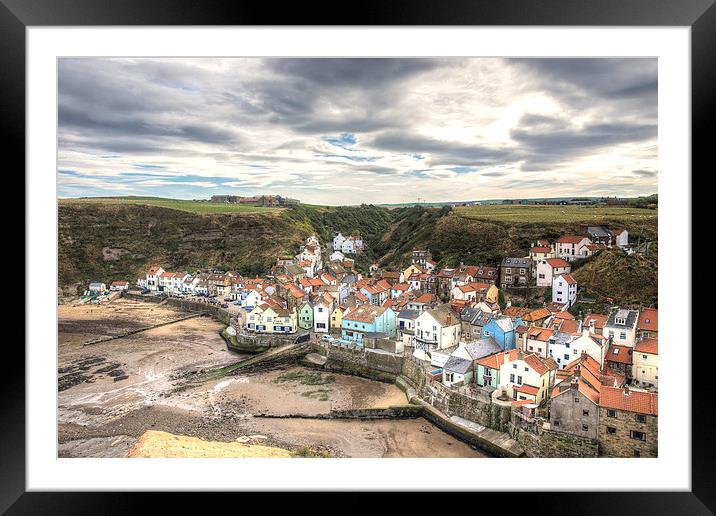 Tide out in Staithes Harbour Framed Mounted Print by Alan Matkin