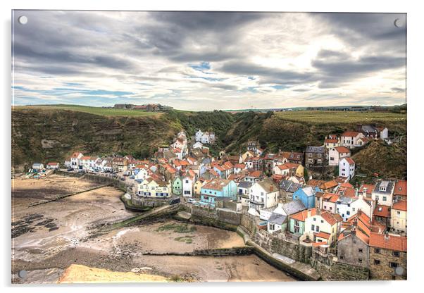 Tide out in Staithes Harbour Acrylic by Alan Matkin