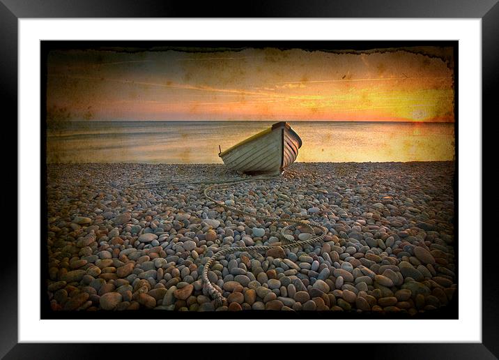 Chesil Beach Vintage Framed Mounted Print by Graham Custance